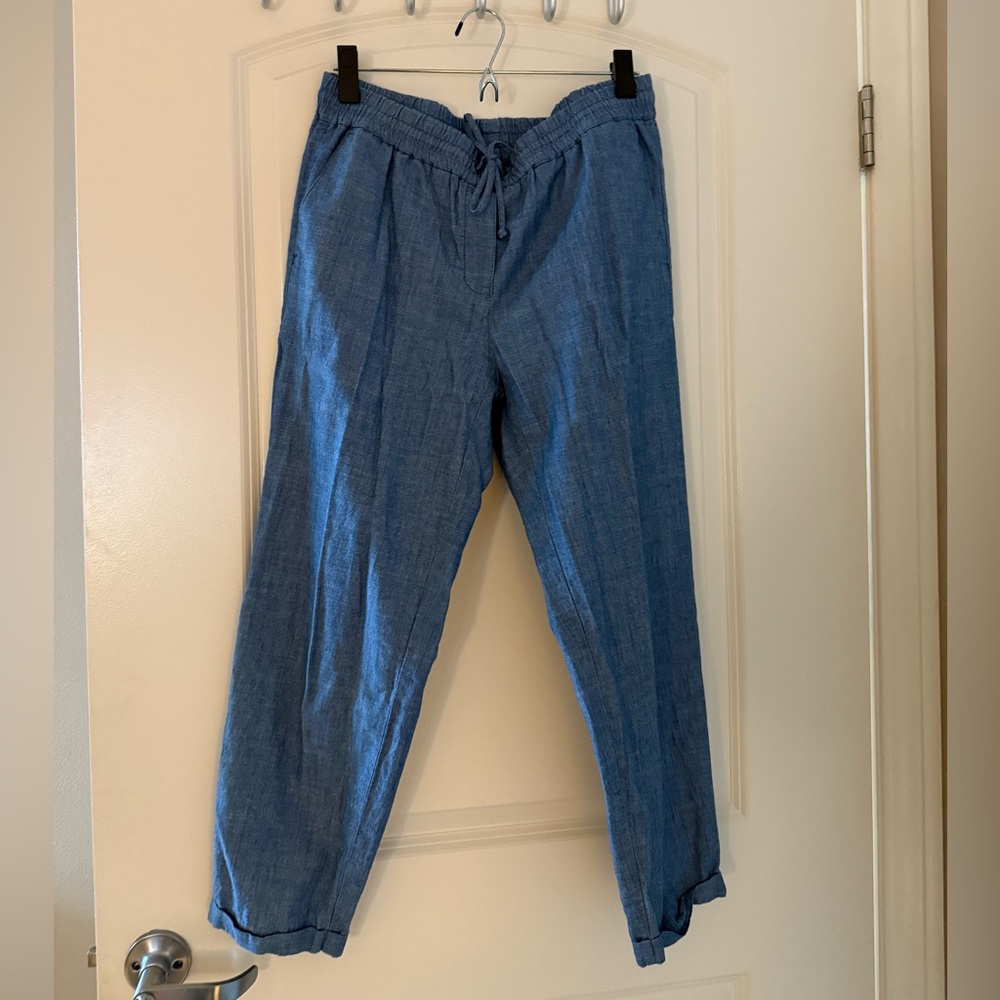 Chambray slim wide-leg drawstring pant Women’s size 6